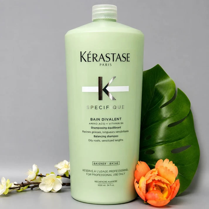 Kérastase Specifique Bain Divalent Balancing Shampoo 1000ml / 34 oz with Pump for Oily Roots &amp; Sensitized Hair