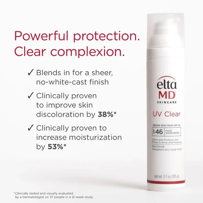 EltaMD UV Clear Broad Spectrum SPF 46 Face Sunscreen 3.7 oz / 106g | Oil-Free Facial Sunscreen for Sensitive &amp; Acne-Prone Skin | Brand New