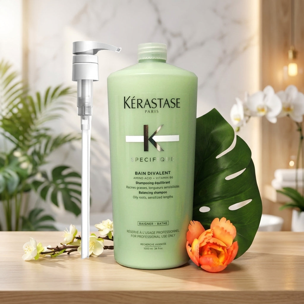 Kérastase Specifique Bain Divalent Balancing Shampoo 1000ml / 34 oz with Pump for Oily Roots &amp; Sensitized Hair