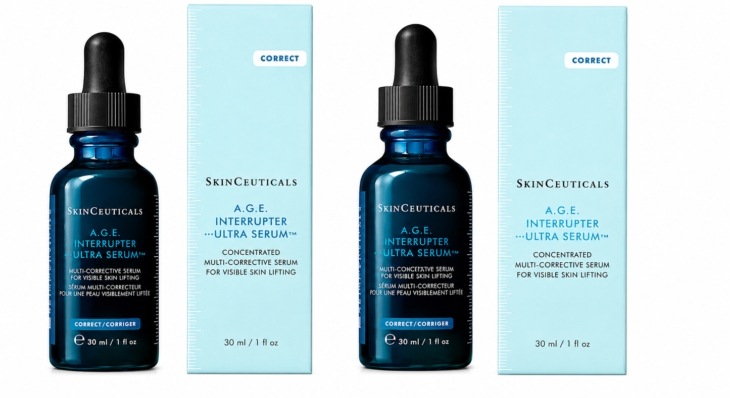 SkinCeuticals A.G.E. Interrupter Ultra Serum 1 oz (30ml) Full Size Pack of 2 | Concentrated Anti-Aging Lifting Serum | New &amp; Sealed