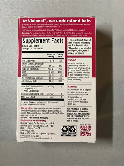 Viviscal Women's Hair Growth Supplement 60 Tablets | Healthy Hair Support &amp; Hair Strengthening Formula | Brand New