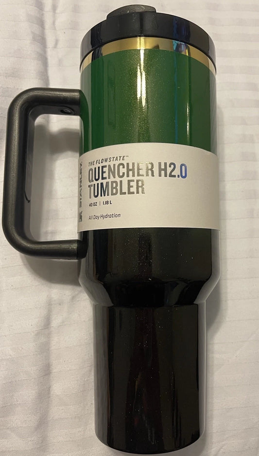 Stanley Quencher H2.0 FlowState Tumbler 40 oz – Dark Green &amp; Black – New in Original Packaging