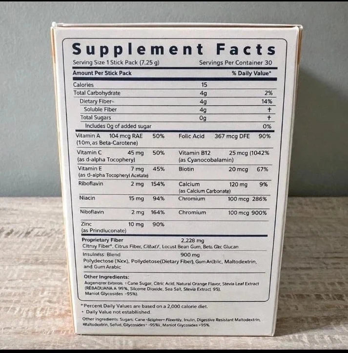 Unicity Balance Orange Fiber Supplement Drink Mix 30 Stick Packs | Glucose &amp; Cholesterol Support | Natural Orange Flavor | New &amp; Sealed