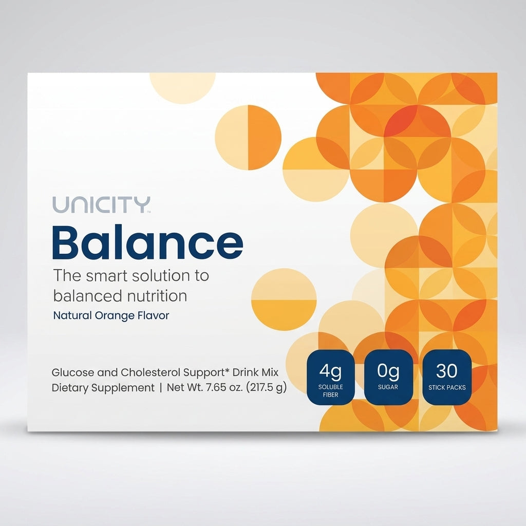 Unicity Balance Orange Fiber Supplement Drink Mix 30 Stick Packs | Glucose &amp; Cholesterol Support | Natural Orange Flavor | New &amp; Sealed