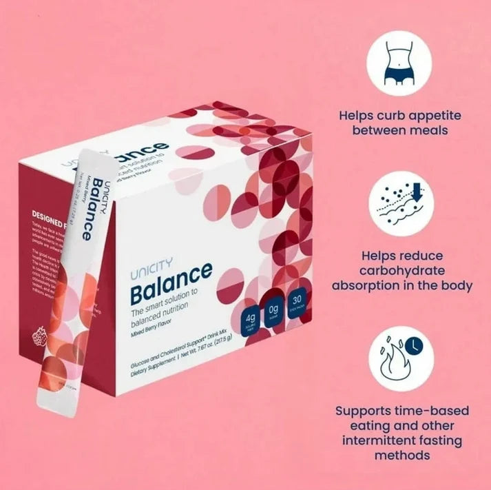 Unicity Balance Mixed Berry Dietary Fiber Supplement Drink Mix 30 Sachets | Glucose &amp; Cholesterol Support | Sugar-Free | New &amp; Sealed