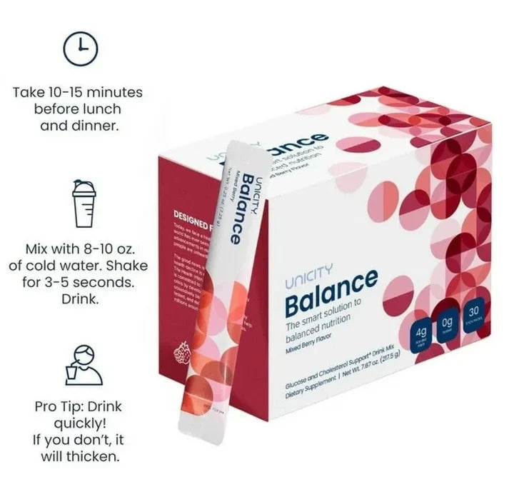 Unicity Balance Mixed Berry Dietary Fiber Supplement Drink Mix 30 Sachets | Glucose &amp; Cholesterol Support | Sugar-Free | New &amp; Sealed